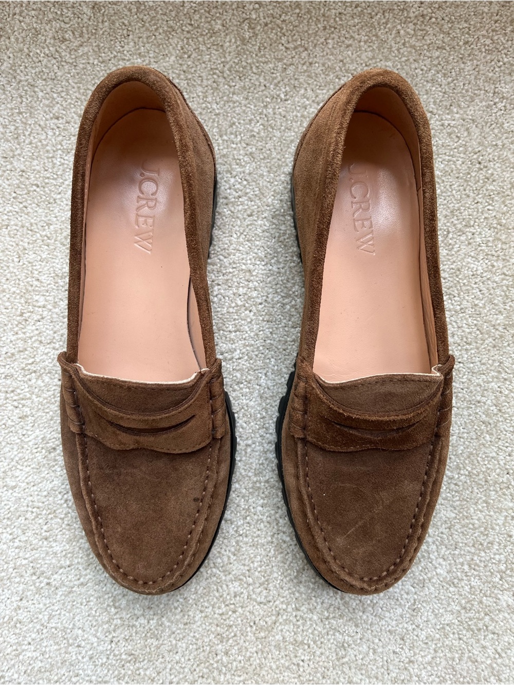 J Crew Winona Lug-Sole Penny Loafers in Brown Suede Size 8 - Picture 5 of 8